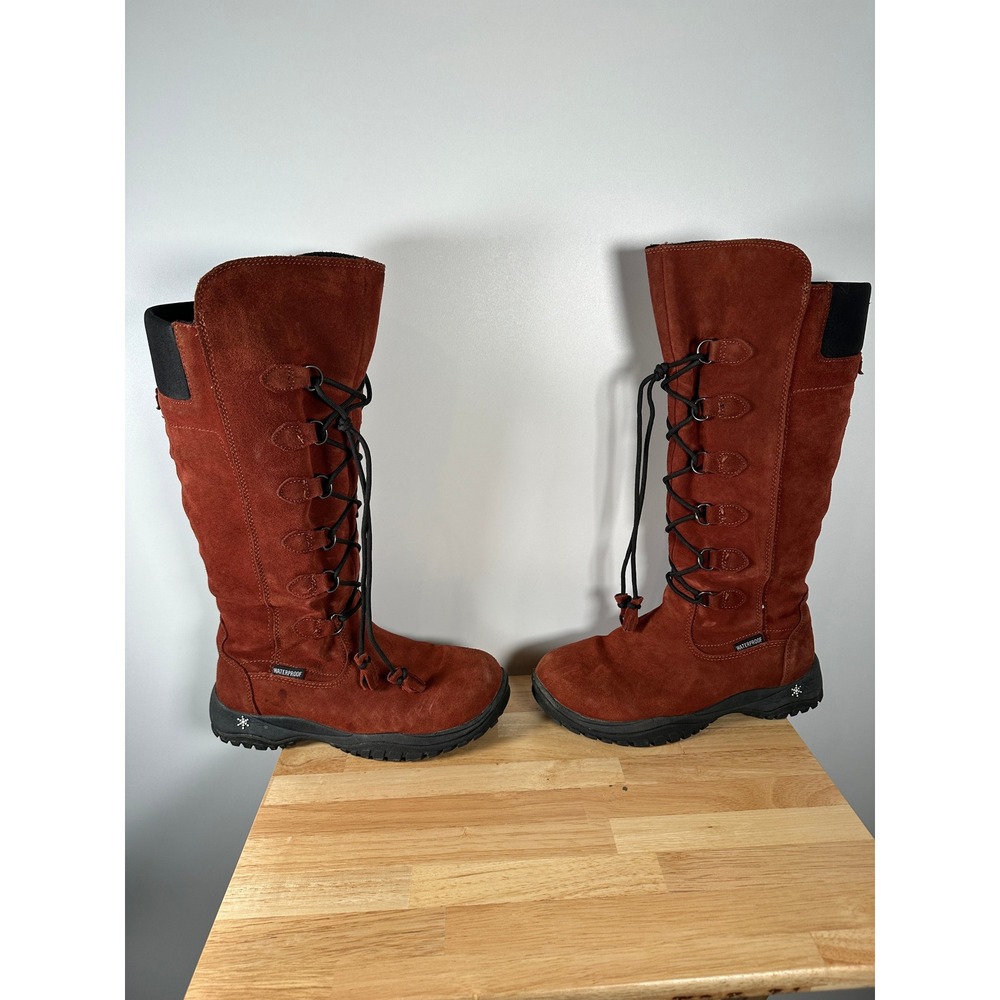 Baffin Tall Leather Boots Winter Madeleine Waterproof Suede Lace Up Size 10 - Picture 6 of 12